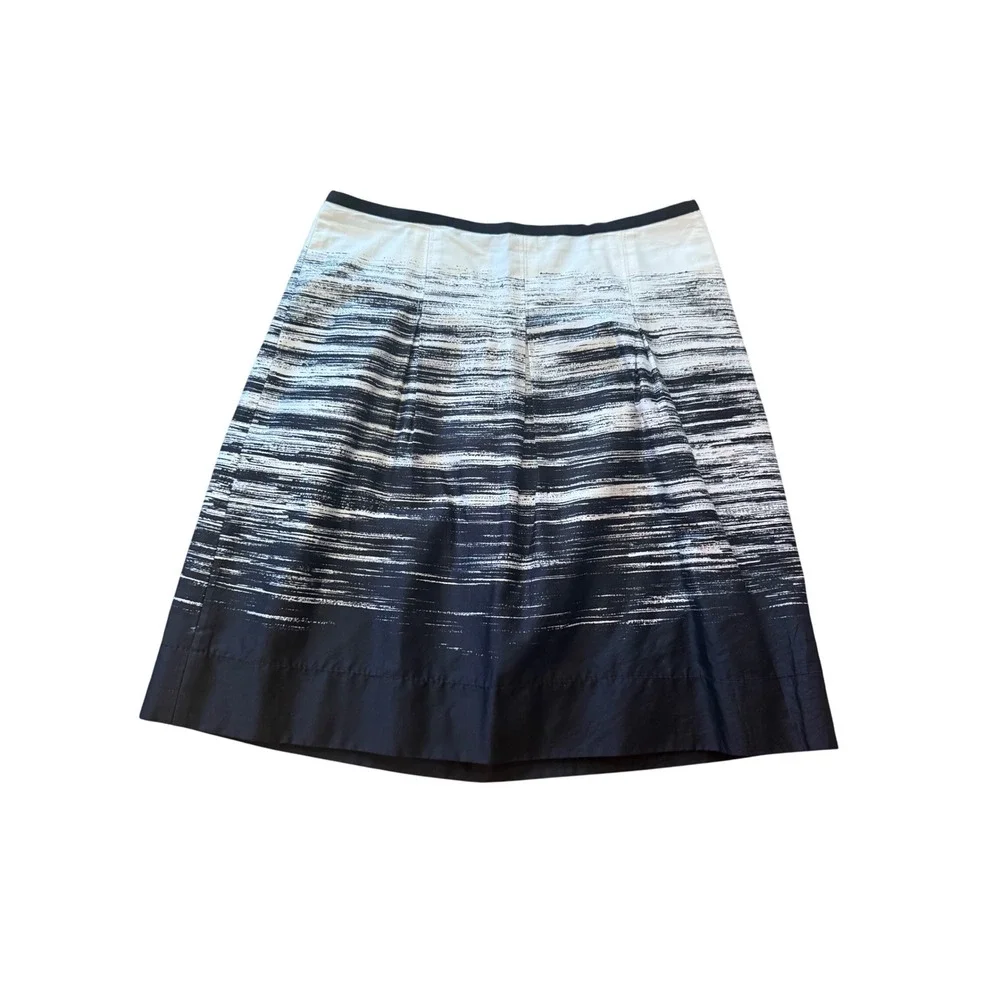 Ann Taylor‎ Petites Skirt 6P Black White Brushstroke A-Line Career Casual